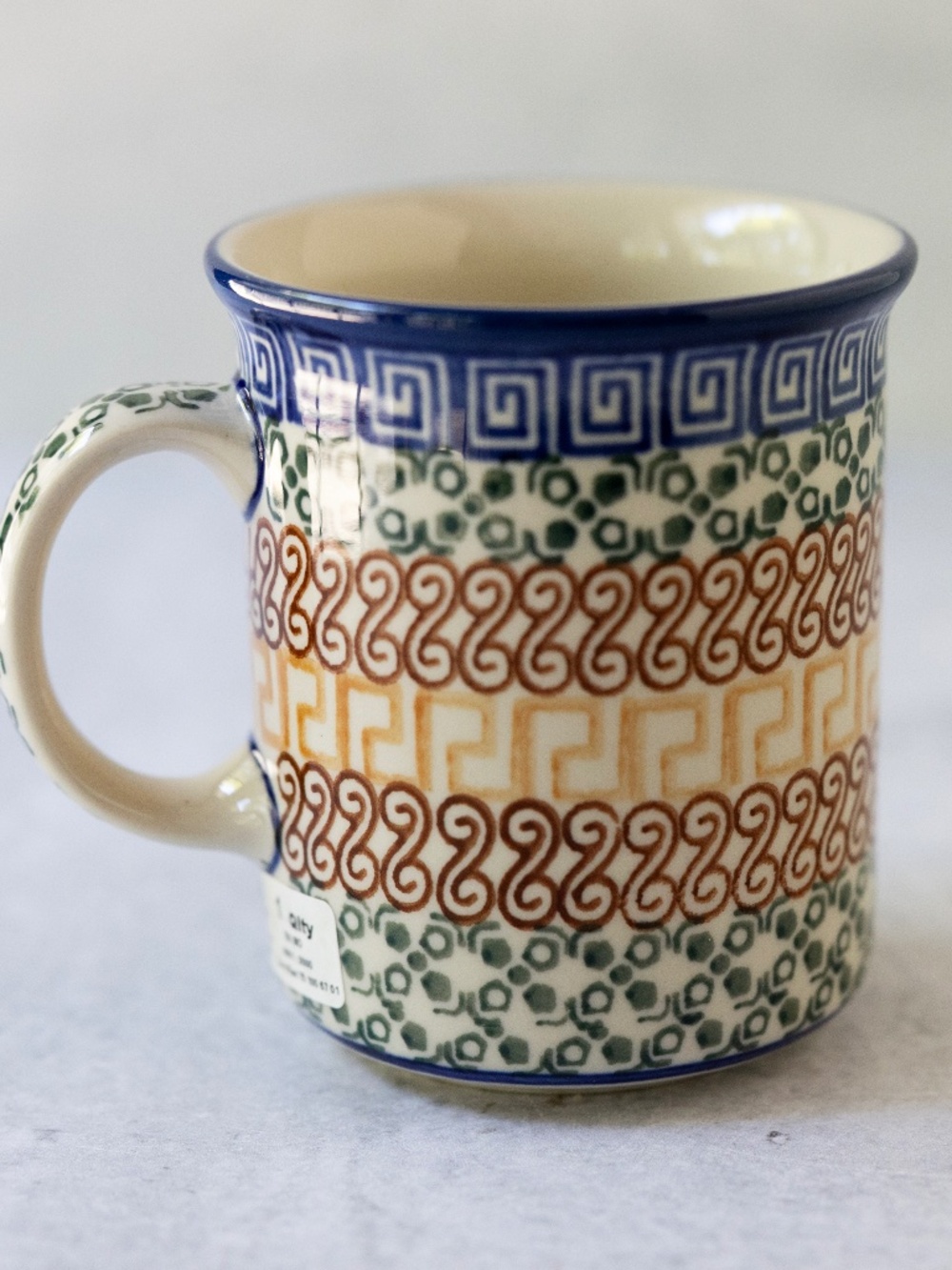 Vintage Handmade Beautiful Blue Rose Polish Pottery Athena Coffee Mug
